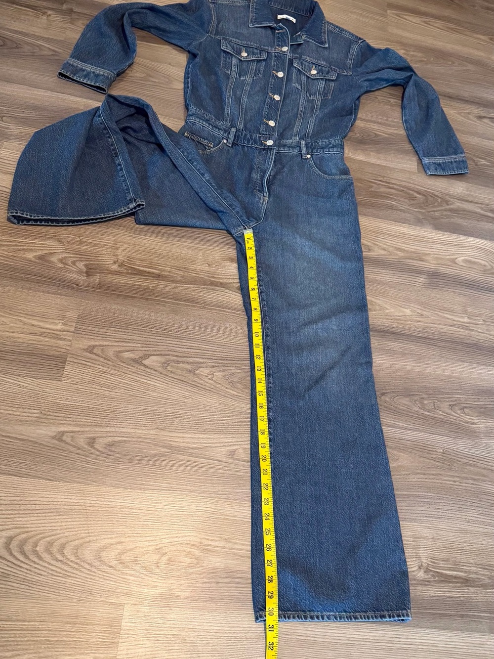 Loft Denim Jean Jumpsuit Women’s size 6 Zip Fly Button Up Long Sleeve Lyocell - Picture 6 of 9